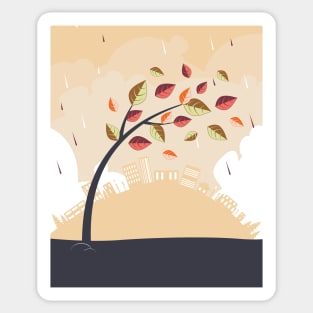 Windy landscape with tree Sticker